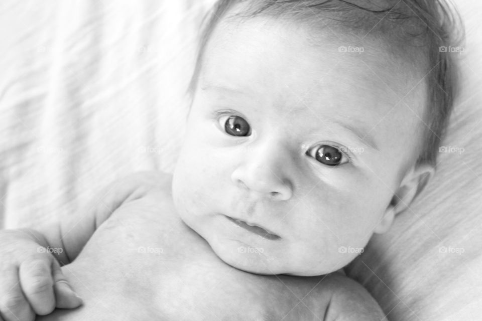 monochrome baby portrait