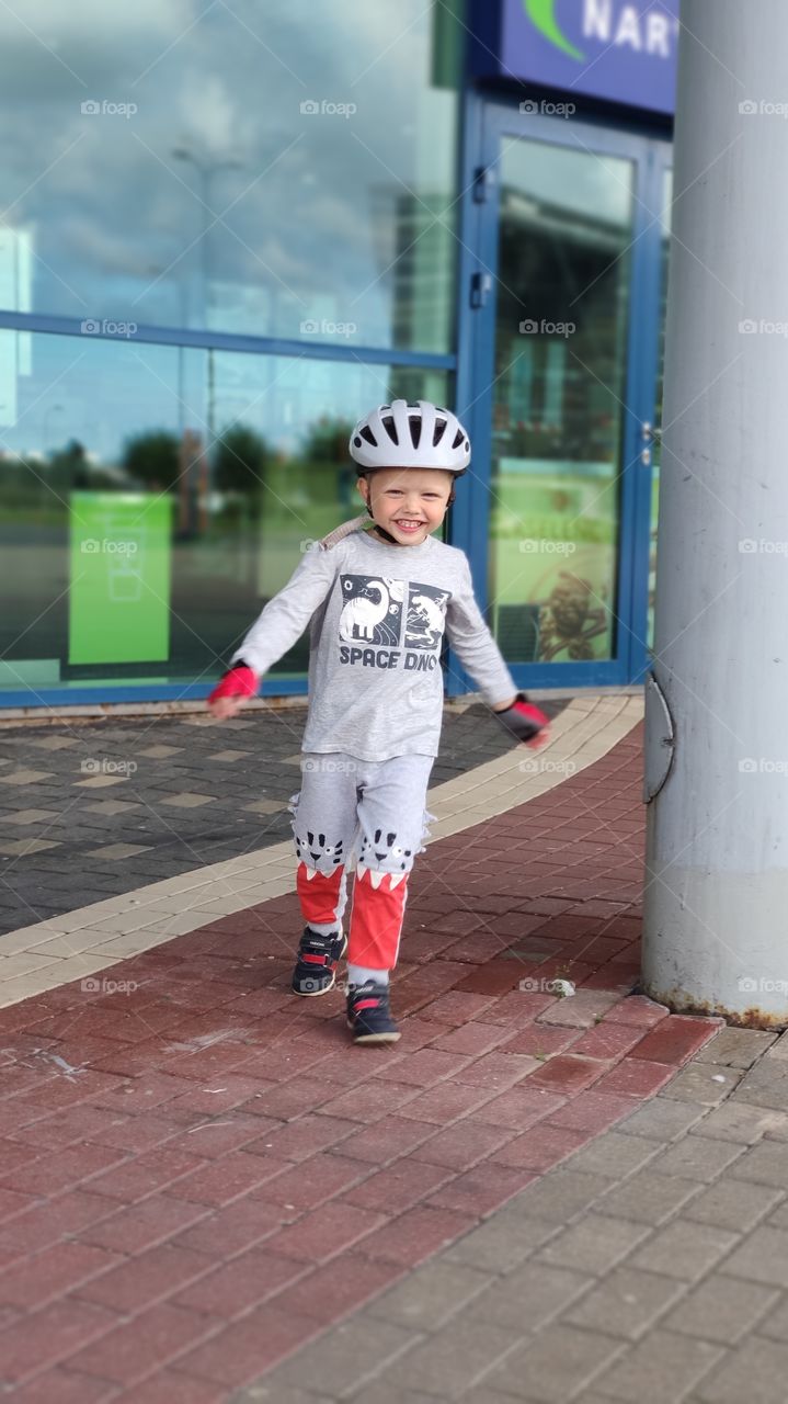 happy Kid with helmet