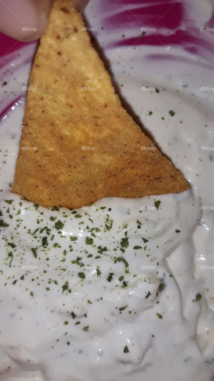 spicy tortilla with sour cream onion dip