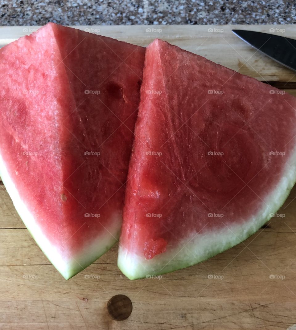 Delicious, red, juicy, freshly sliced watermelon. 