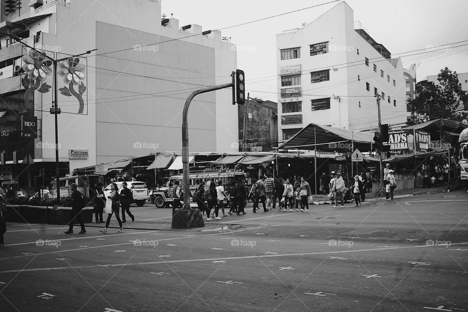 People crossing the street.