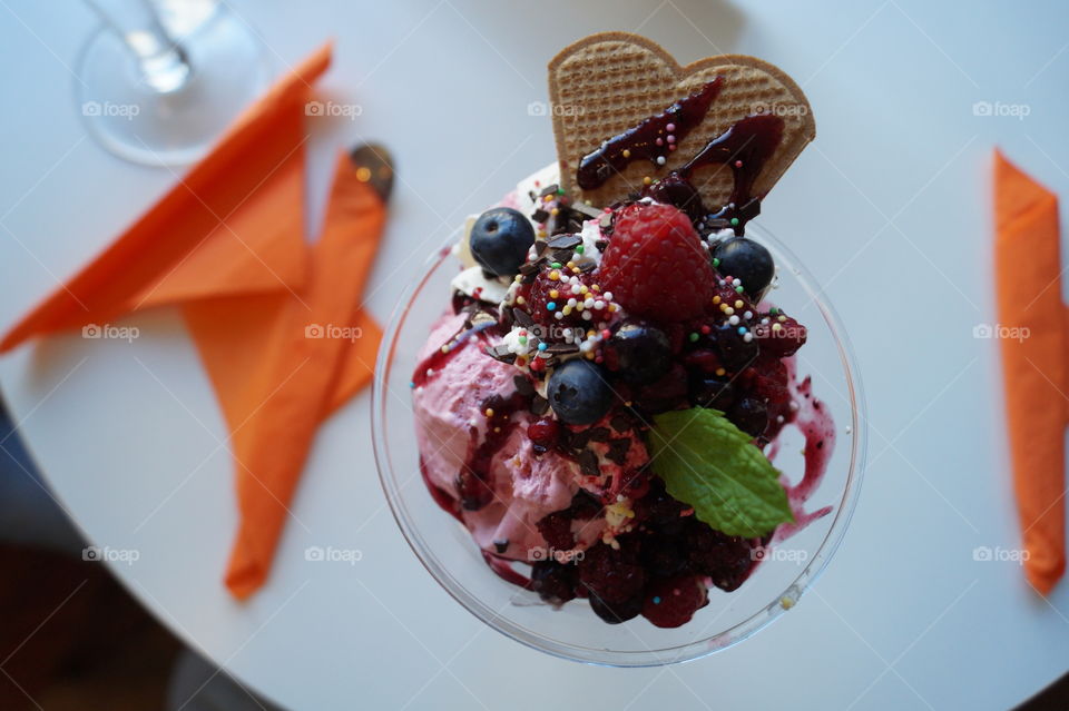 Fruit on the ice cream