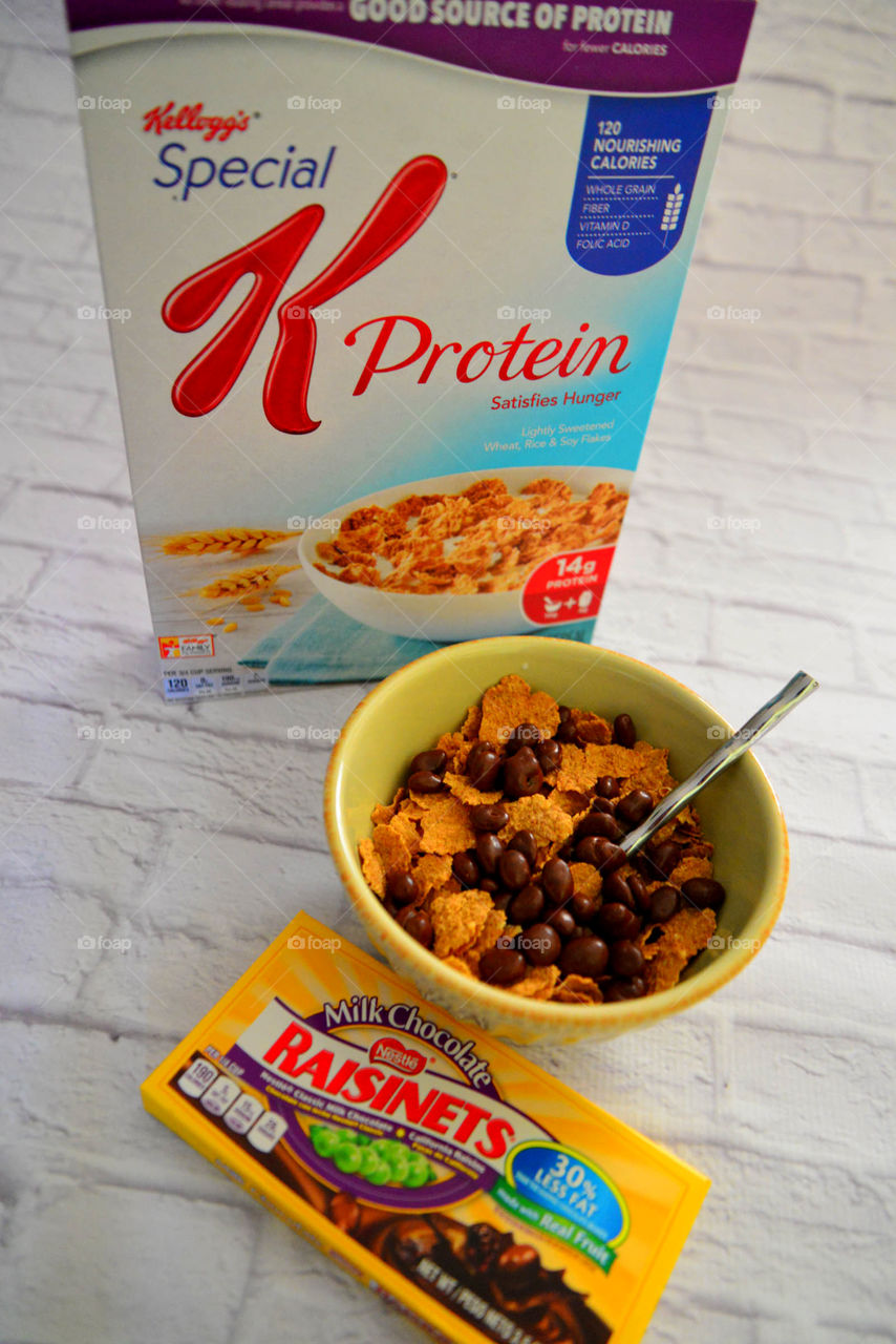 Special K with  chocolate covered raisins