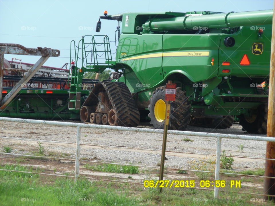 Harvest time. This is a picture of a Texas size combine that I saw while on a trip to Amarillo Texas