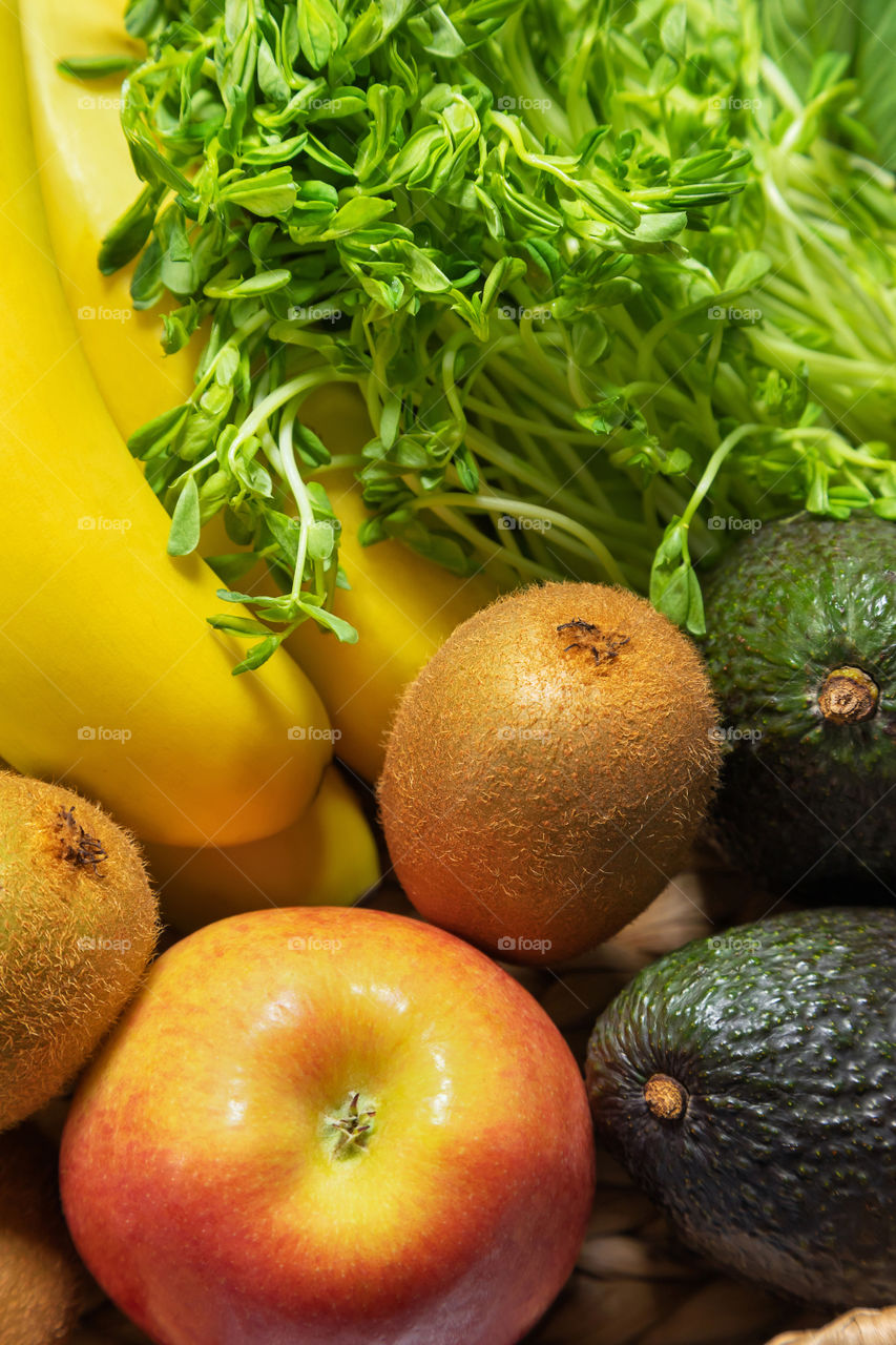 Fresh vegetables and fruit such as: bananas and kiwis, wheat germ, avocado, spinach and apple