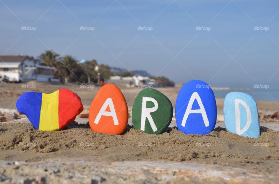 Arad, Romania, souvenir of colourful stones