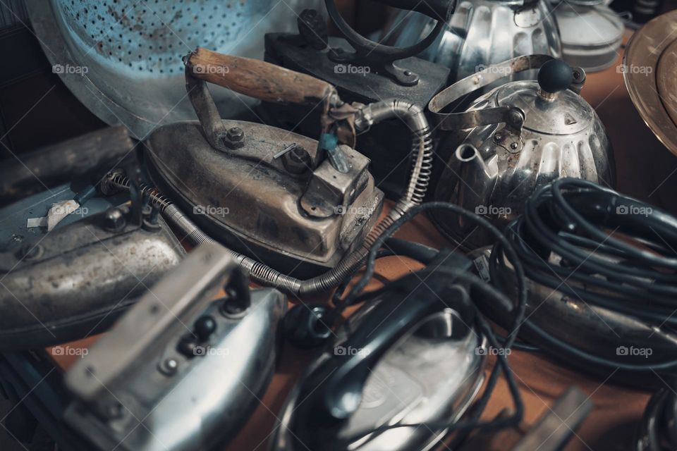 Vintage iron close up view .