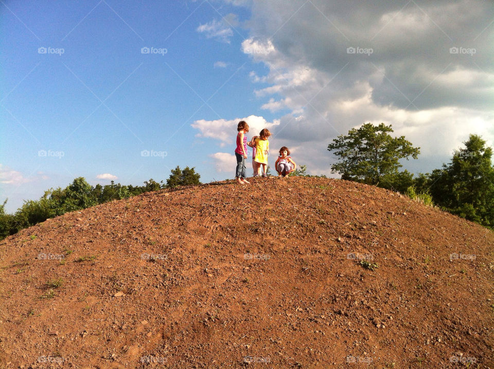 children clouds hill countryside by farmboy