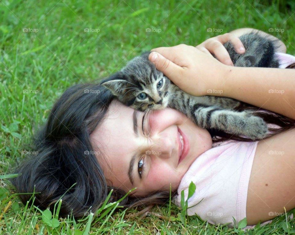 A Girl & Her Kitten