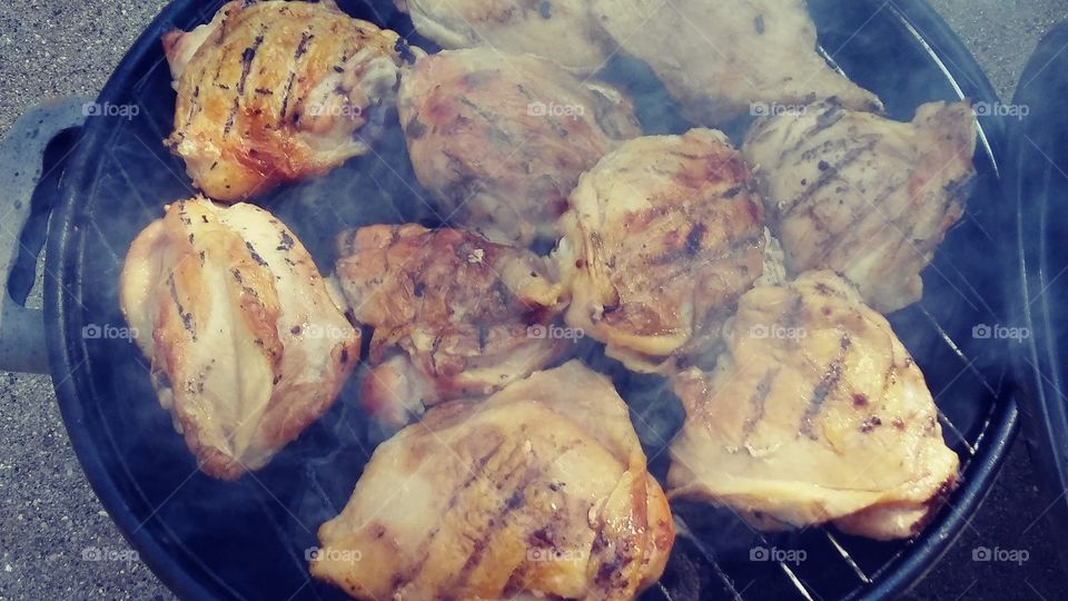 Delicious Grilled Chicken Thighs on a gorgeous day in May.