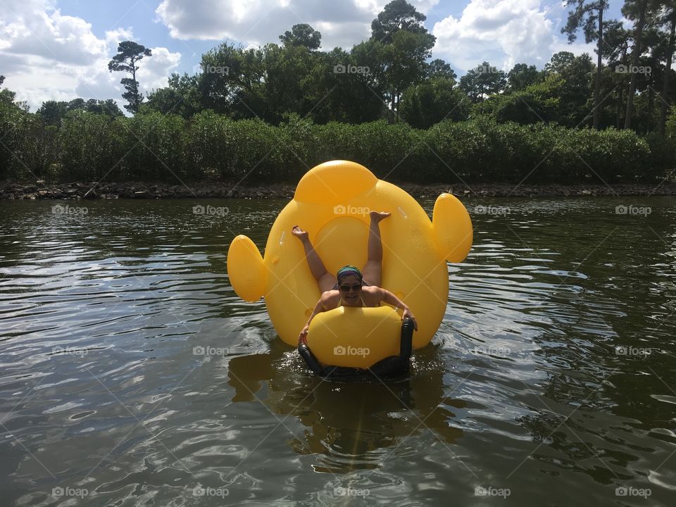Big yellow Ducky in Lake Conroe, Texas