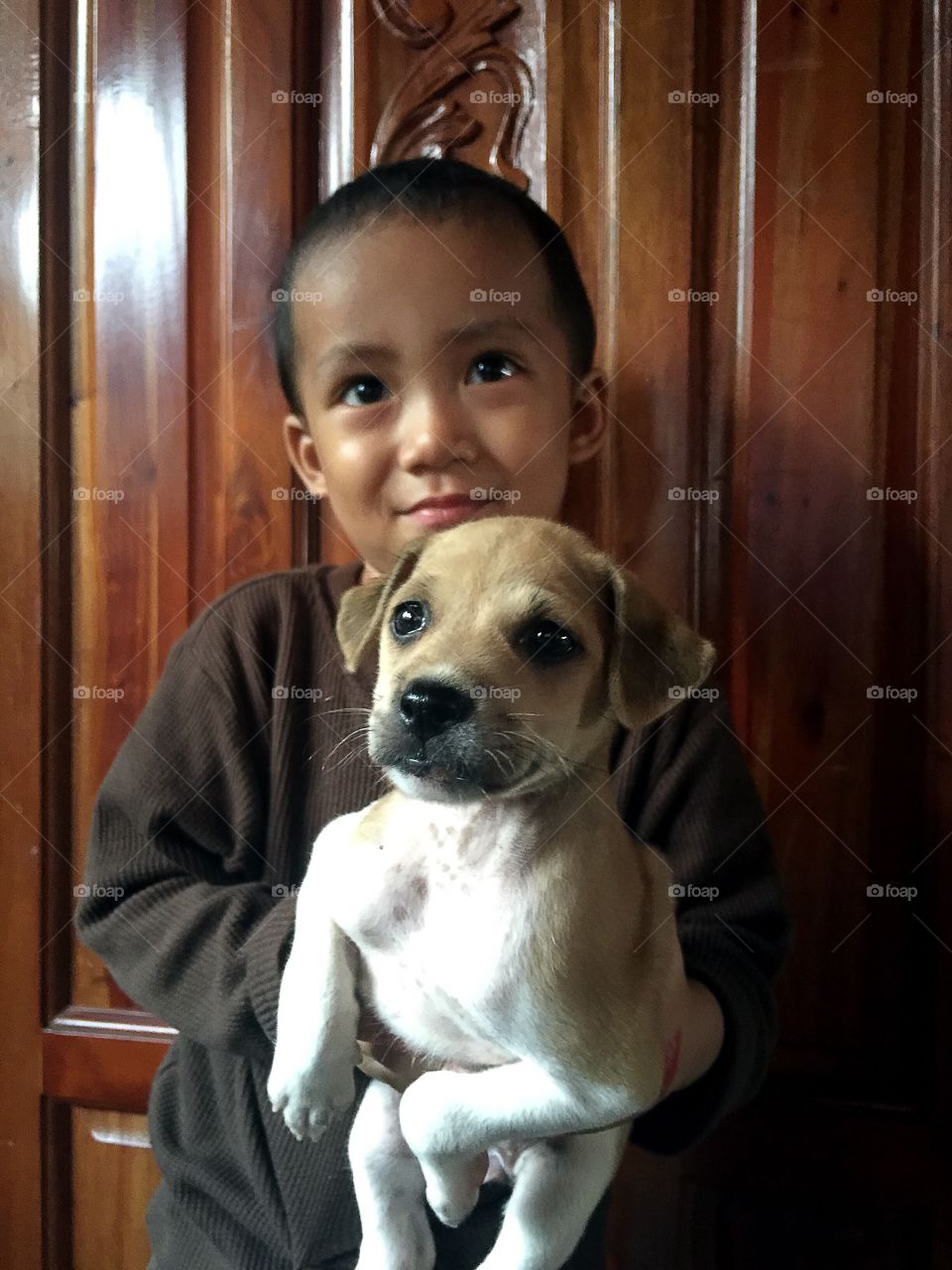 A little boy and his pet