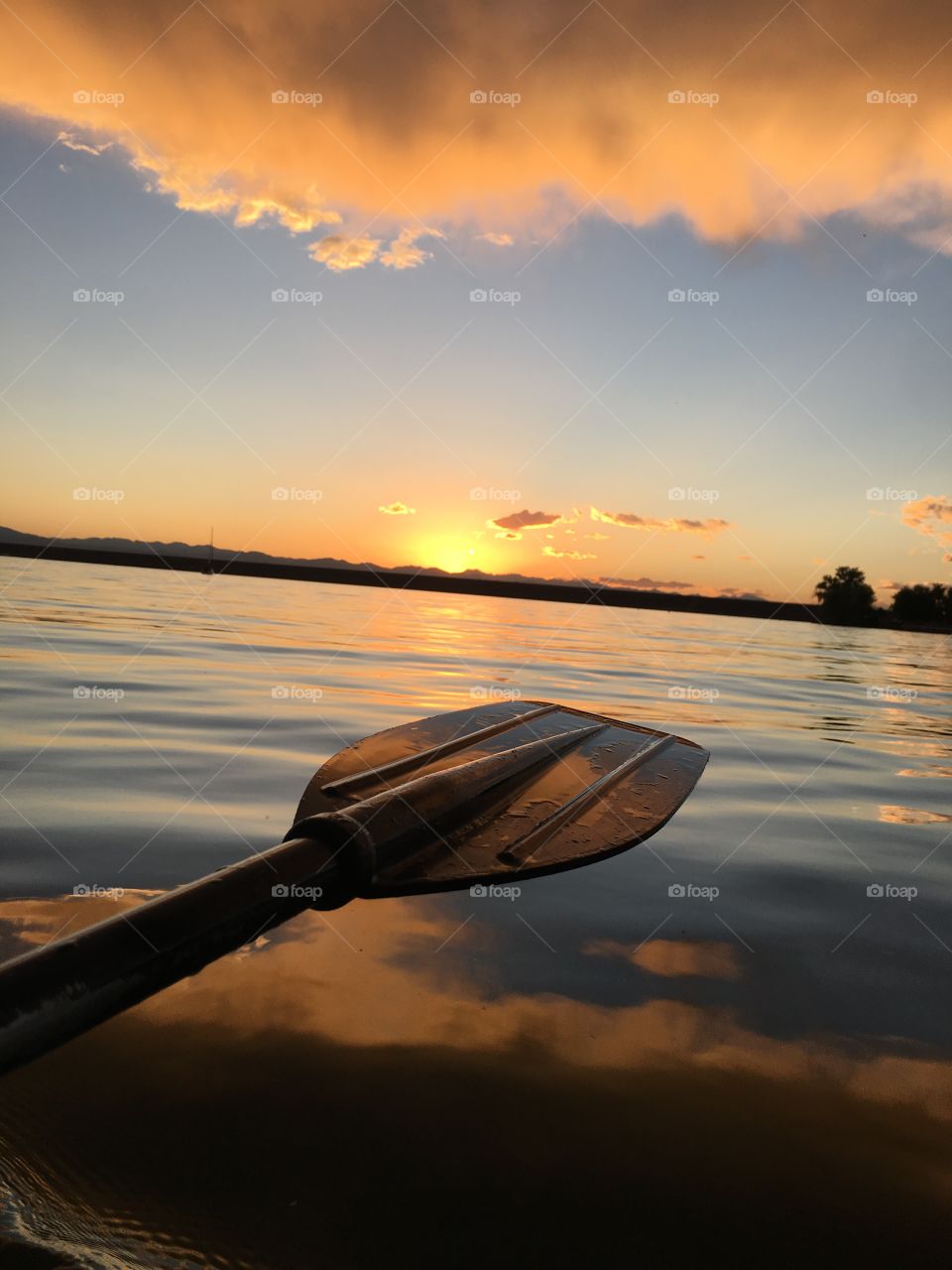 Sunset Reflections Kayak Paddle Cloud Reflections 
