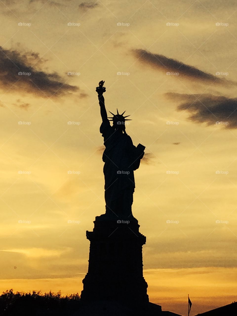 Statue of Liberty . Sunset and Shadows