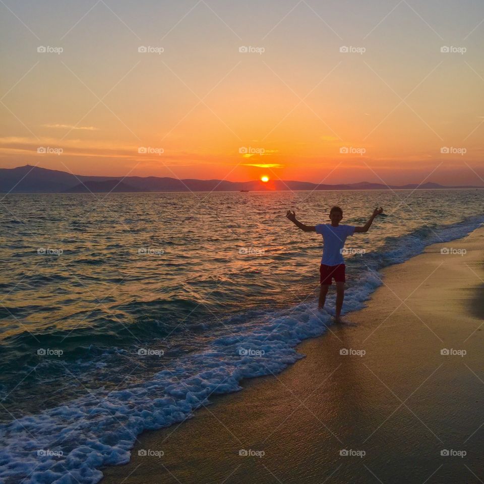 Beach sunset in Naxos 