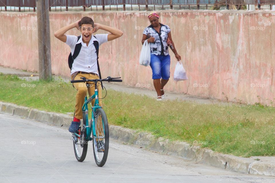 School Boy On Bike 