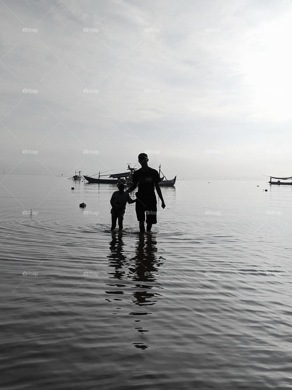 Black and white coastal life