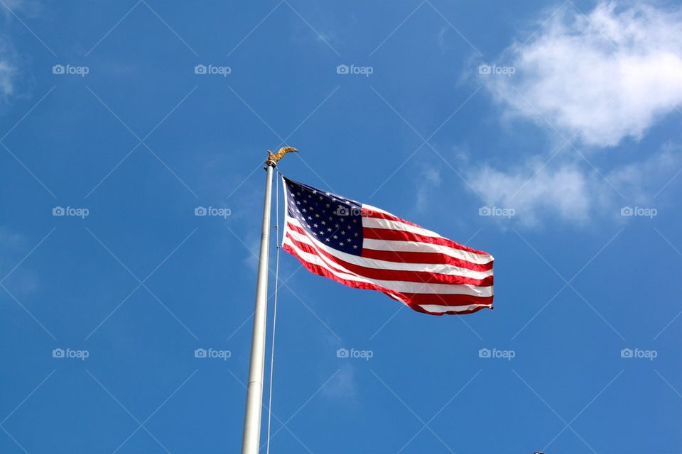 America flag blue sky