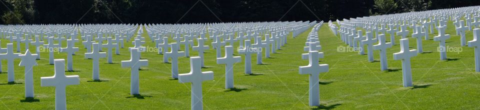 Rows of crosses and an occasional Star of David where countless numbers of Americans who fell during World War II are buried at the American National Cemetery and Memorial in Hamm outside of Luxembourg City. 