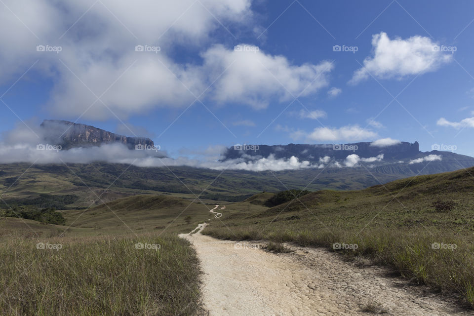 Mount Roraima and Kukenan Tepui in Venezuela, Canaima National Park.