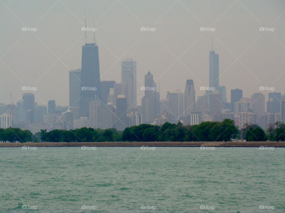 Distant Chicago skyline