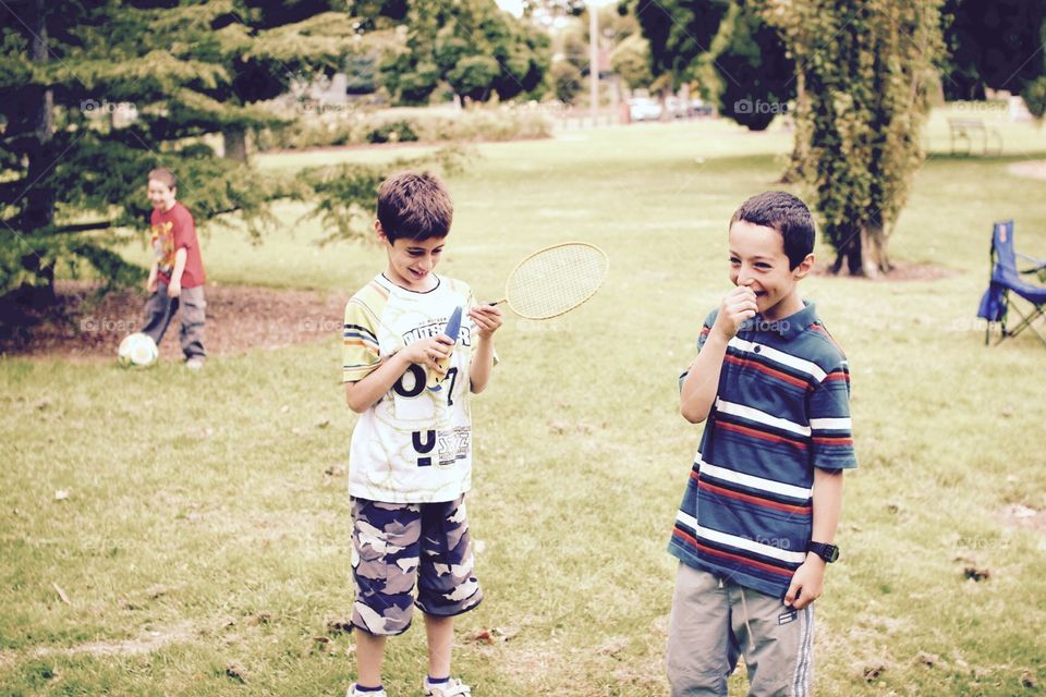 Kids are playing in the park