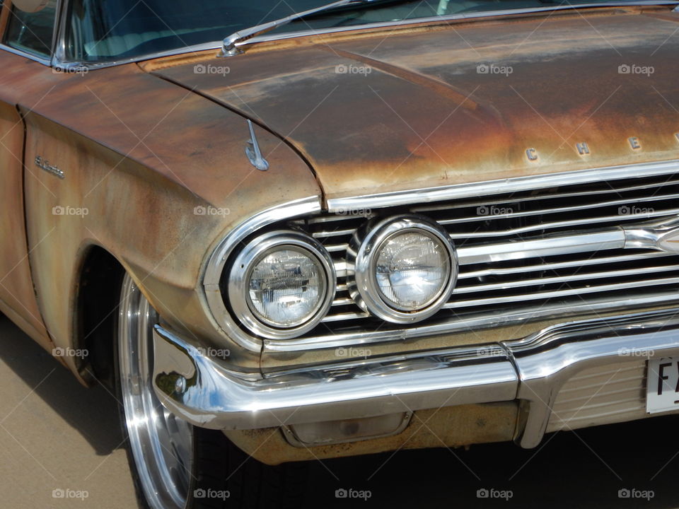 Close-up of a rusty vintage car