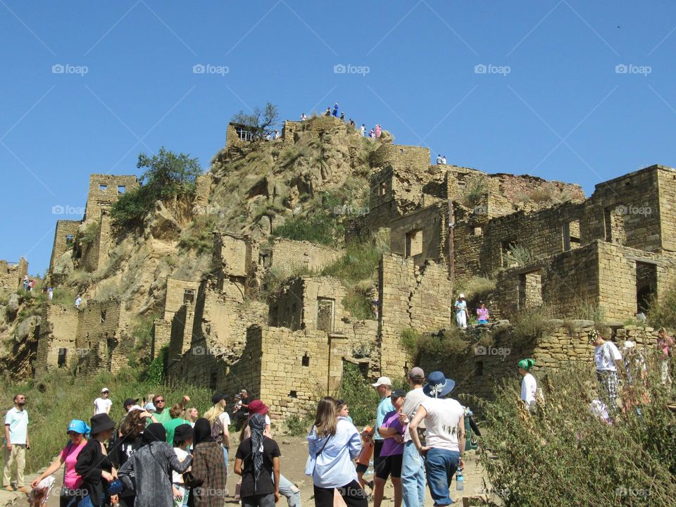 abandoned village Gamsutl in the mountains of Dagestan