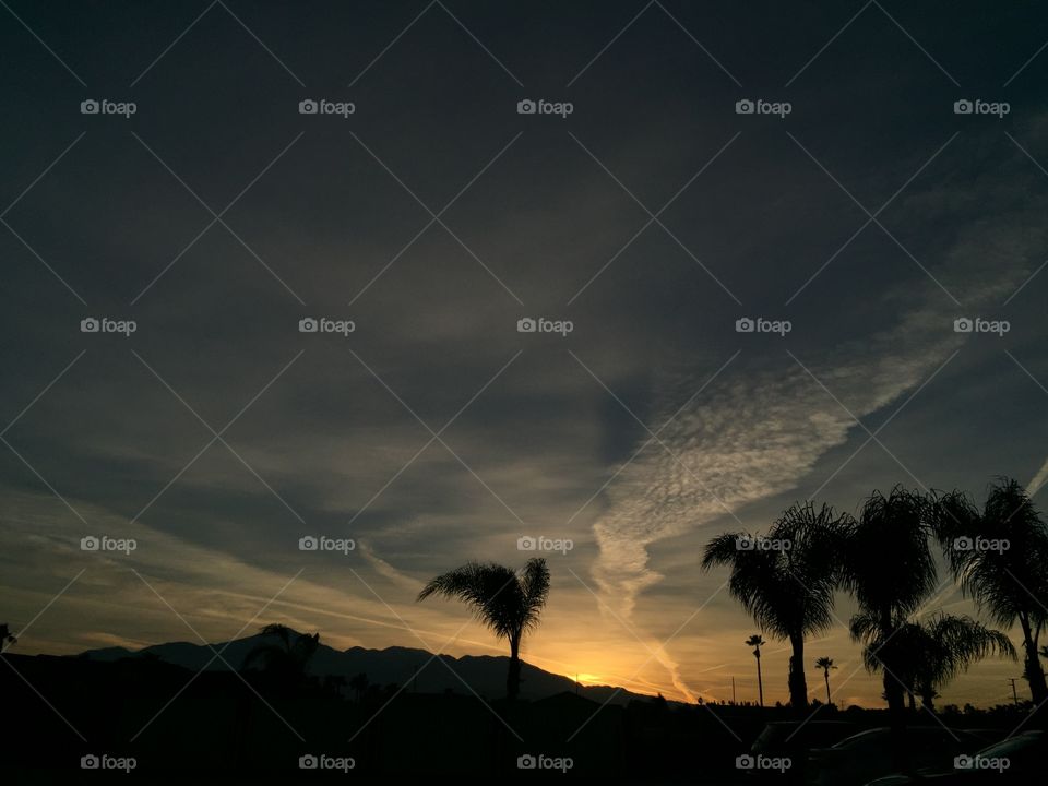 Sunset in Long Beach City, California.