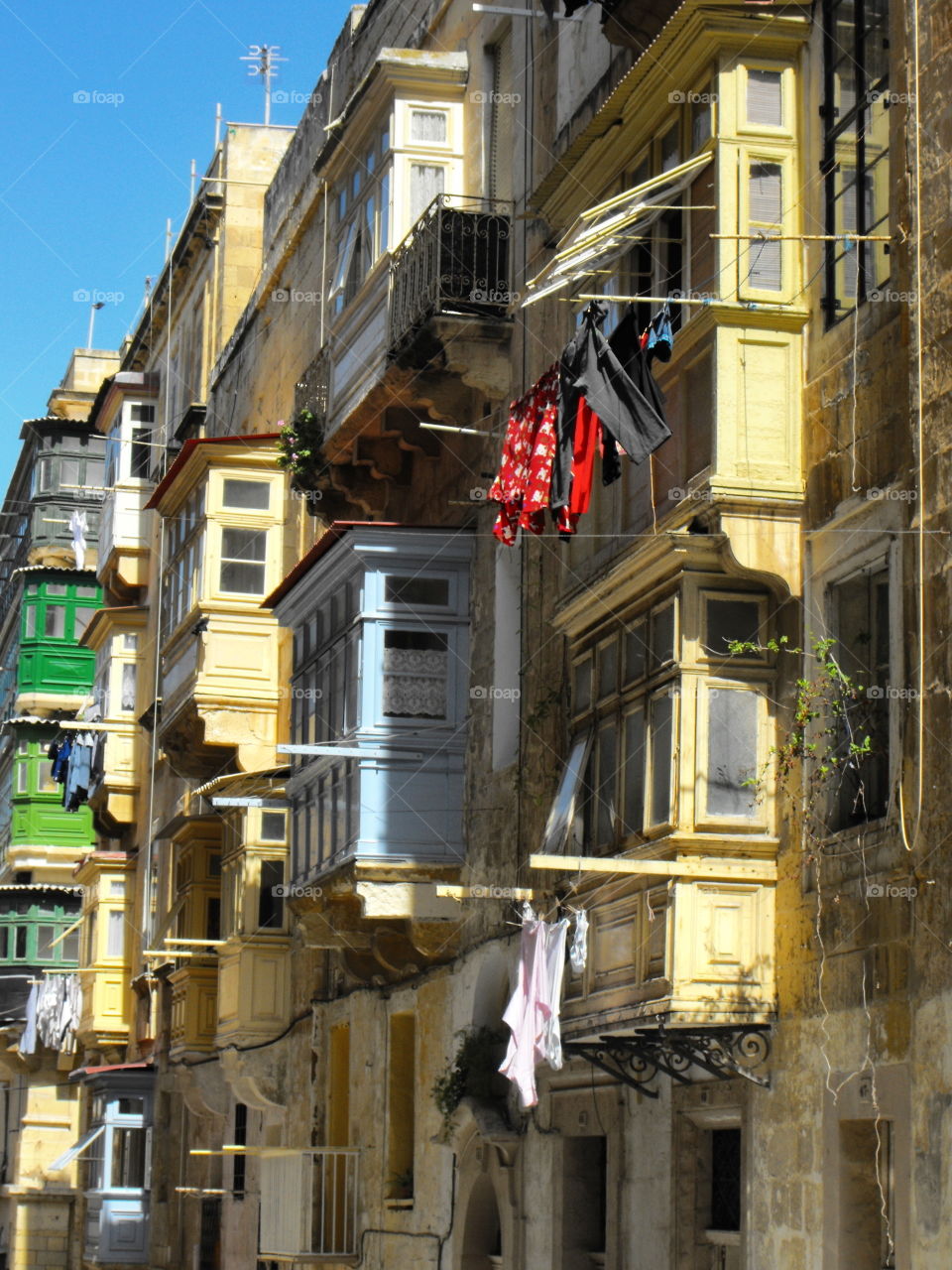 Drying laundry on  the streets of Valletta, Malta