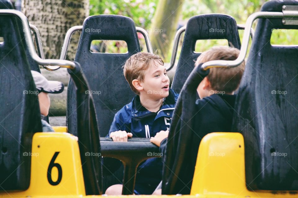 Children on the amusement ride