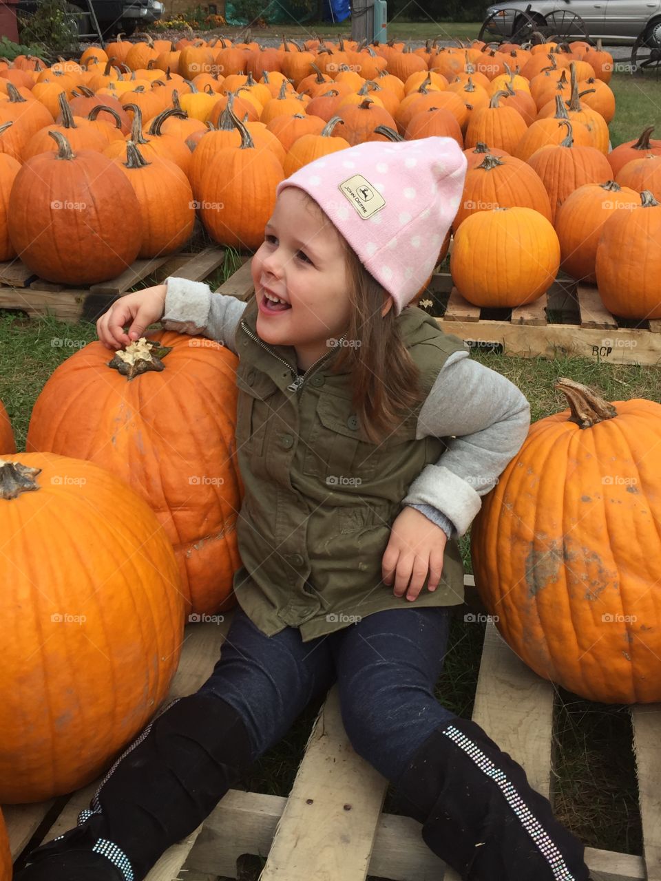 Sitting among the pumpkins