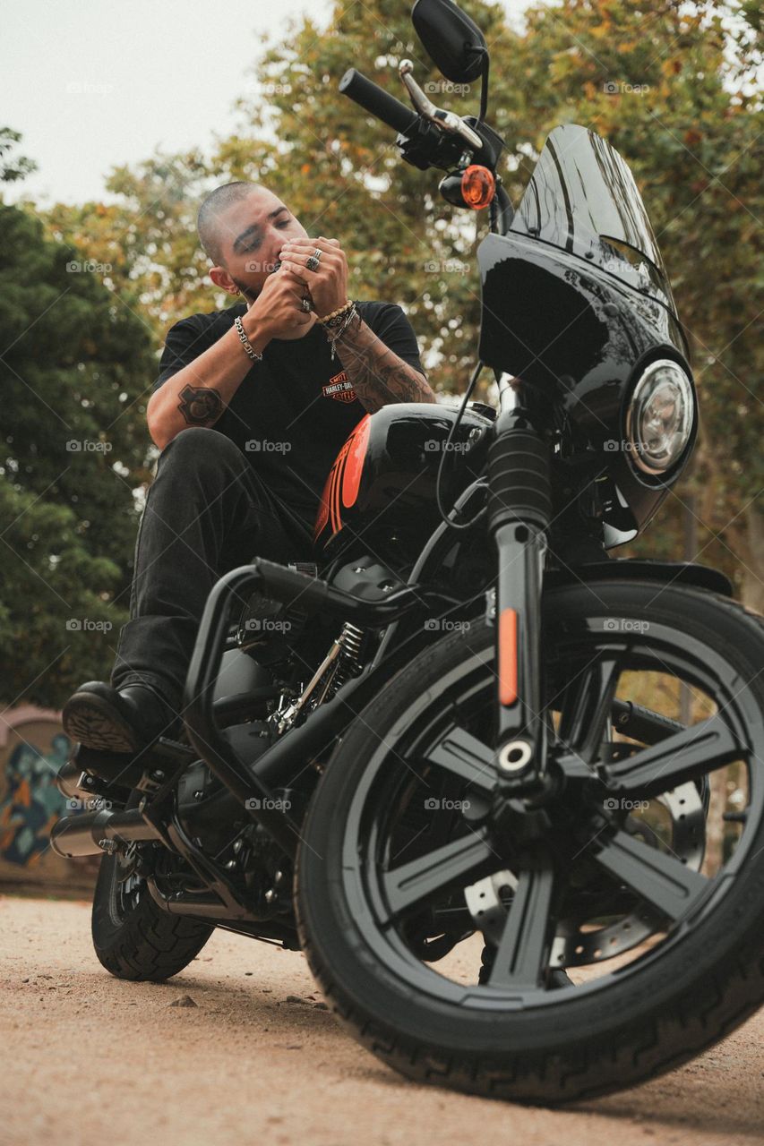 Vintage rock motorcycle photoshoot