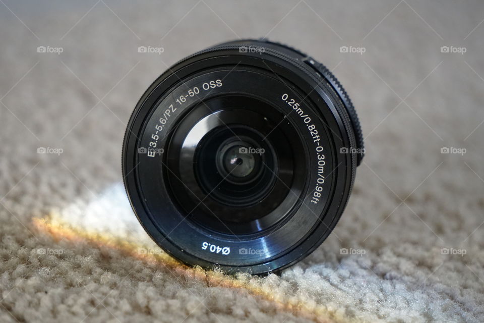 A camera lens and a prism of light. 