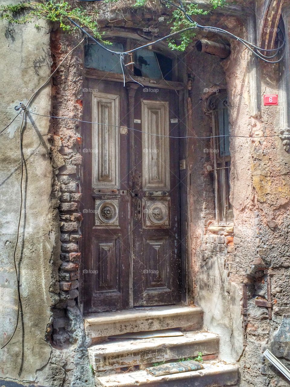 Door of an old abandoned house, Istanbul, Turkey