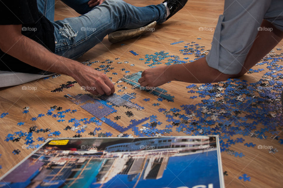 Working together on a puzzle