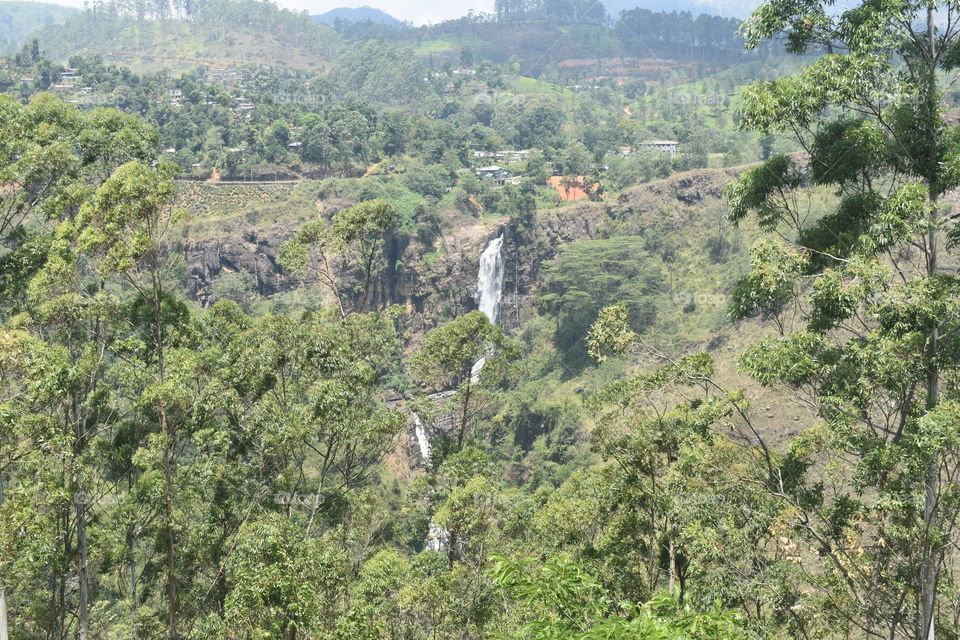 Long shot of a beautiful Waterfall