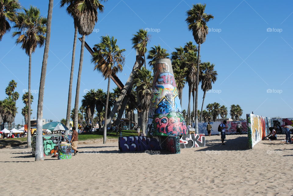 Palm trees and art at Venice beach