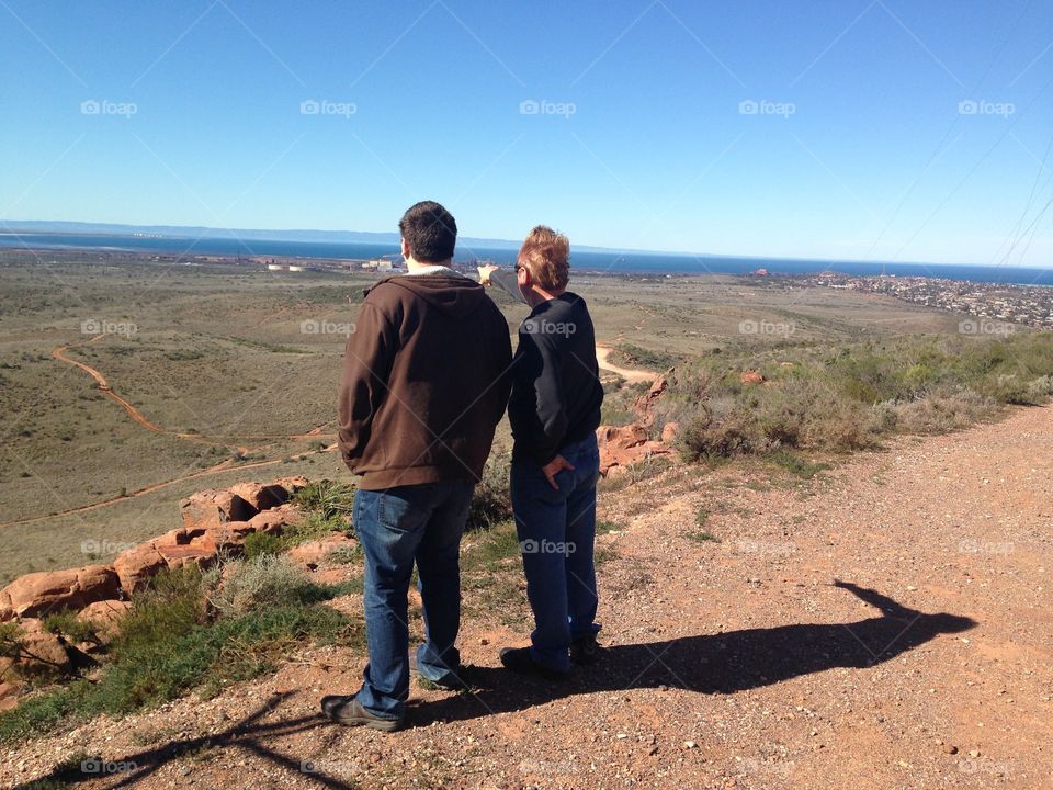 Showing off Australia. Australian outback with view of ocean