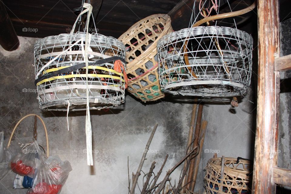 Bamboo baskets in farmhouse