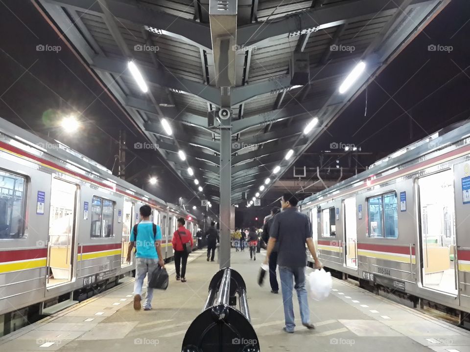 Commuters going home after work in Jakarta