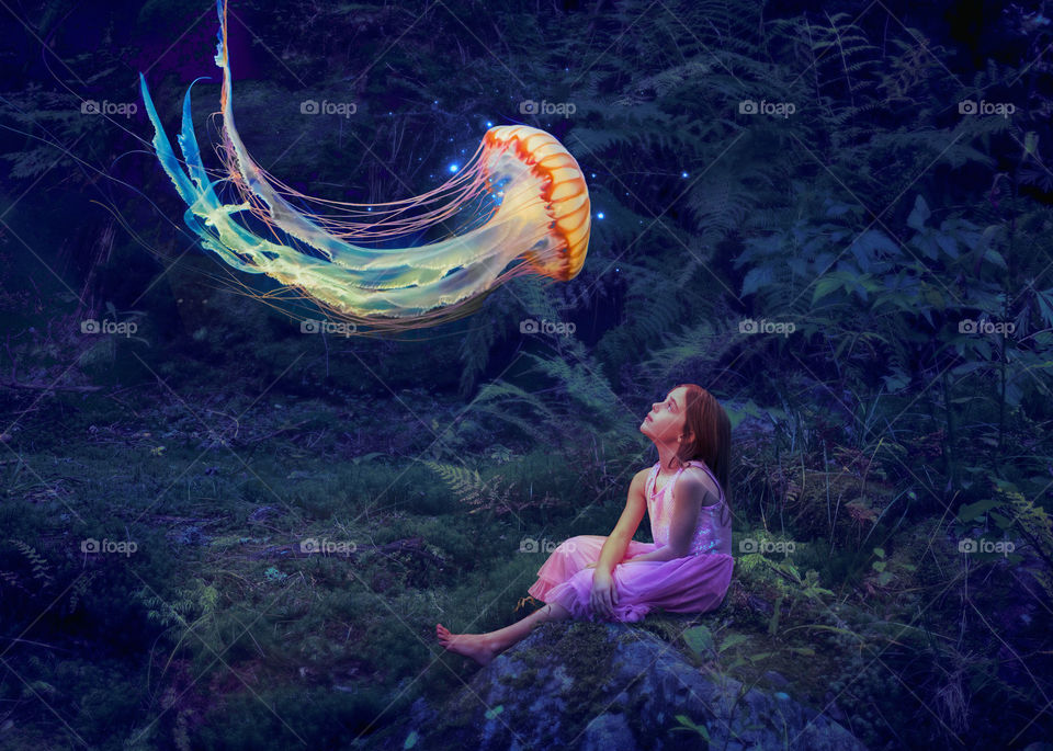 Phantasiebild Mädchen in ihrer Traumwelt