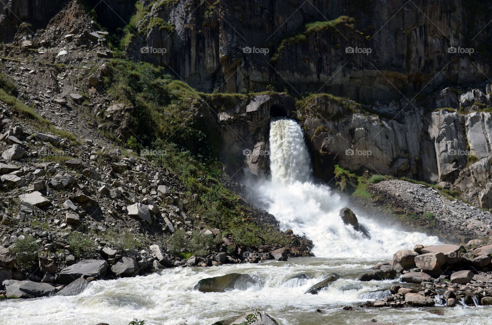 Waterfall Peru strong stream.