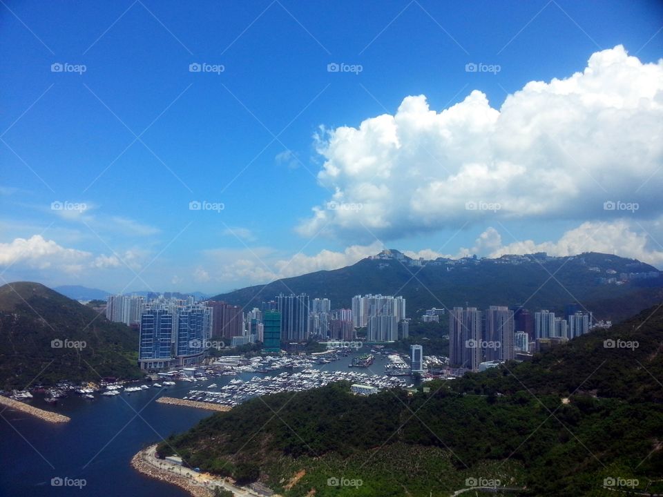 City between mountains. Hong Kong