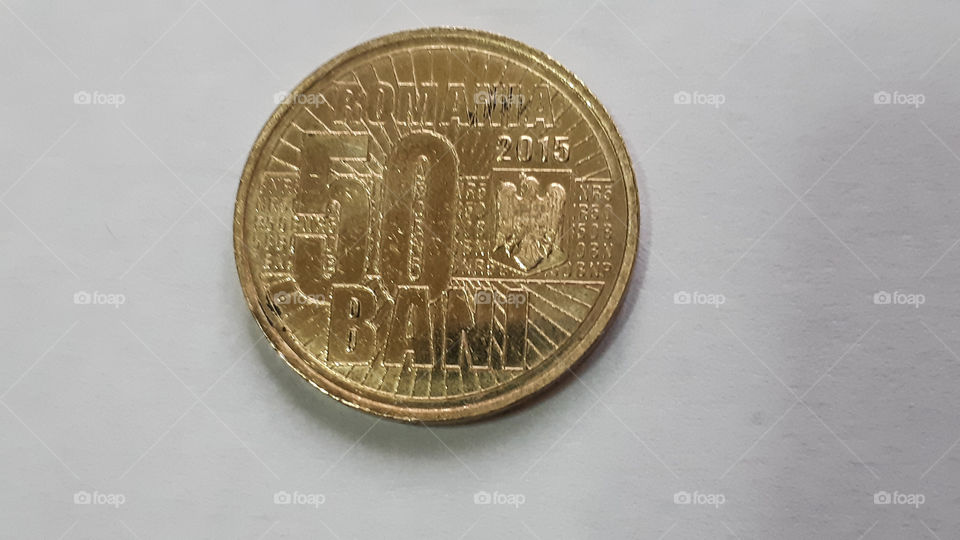 Romanian old coin 10 years since the denomination of the currency in Romania in 2005 back 50 bani