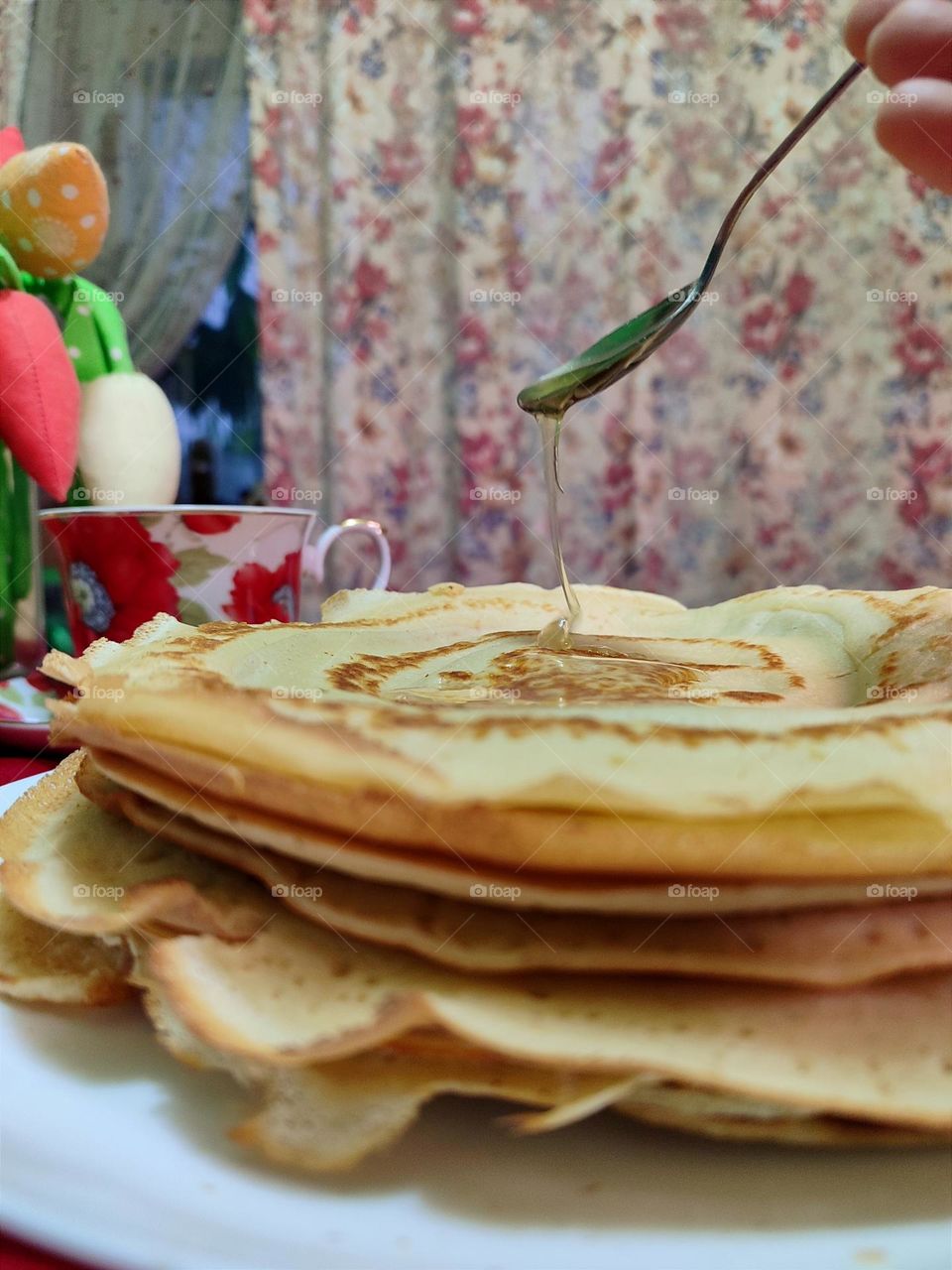 Pancakes. Maslenitsa. Honey. pancakes with honey,