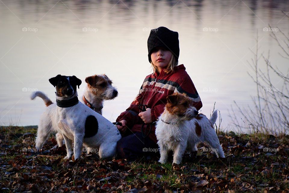 Girl and dogs