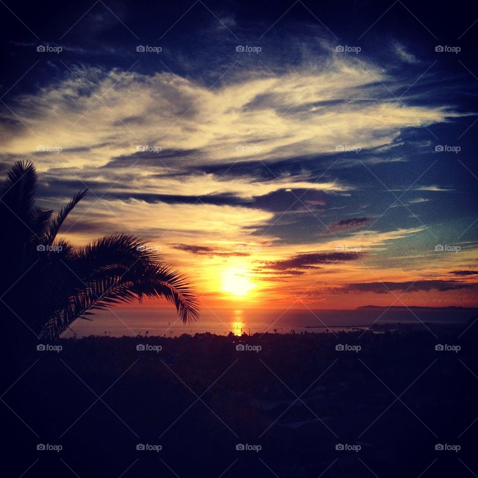 Scenic view of sea dramatic sky