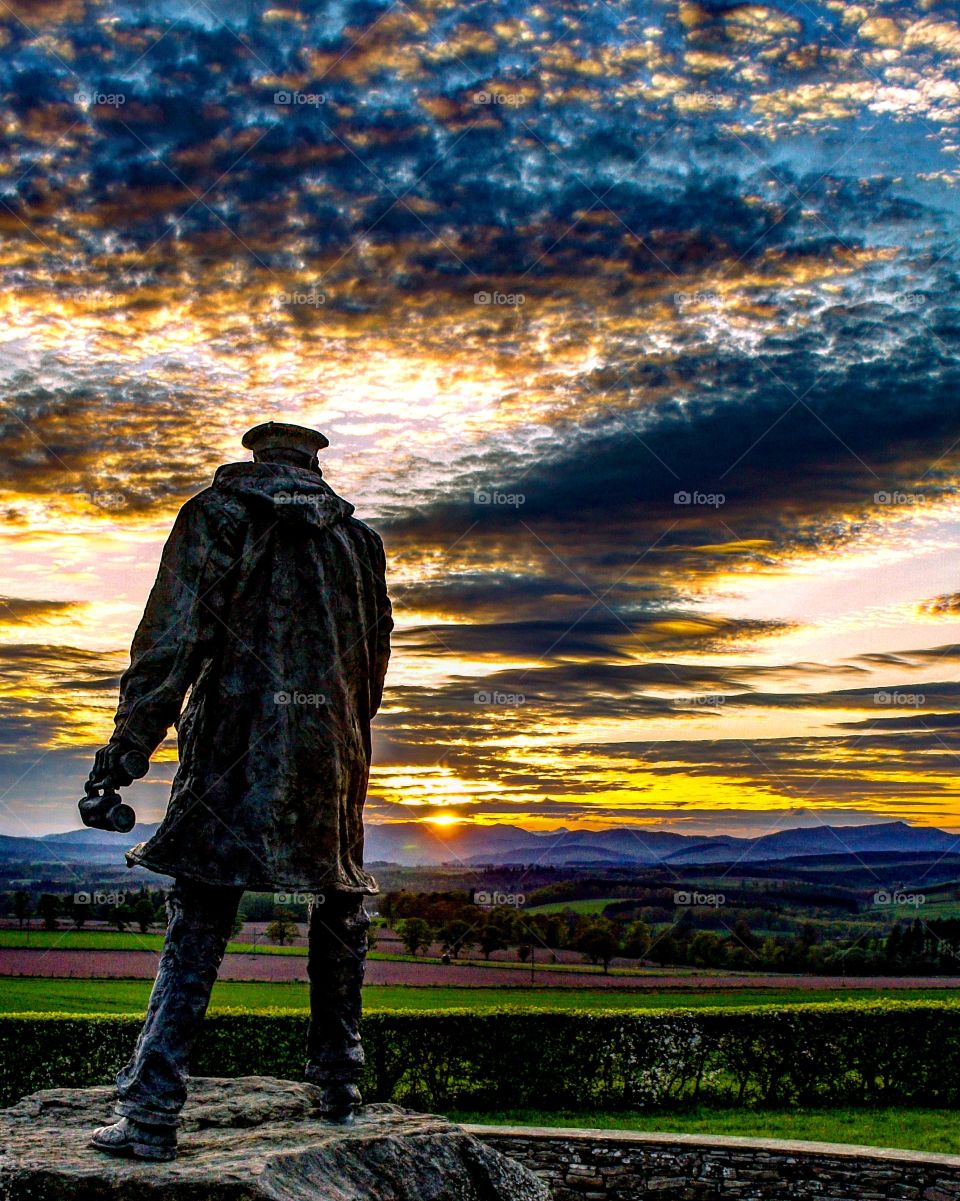 The David Stirling Memorial at sunset.