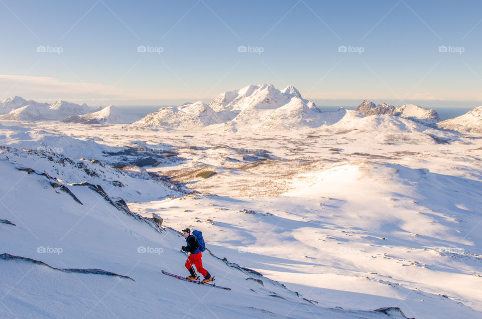 skiier in the Mountains of Lofoten